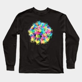 Rainbow roses watercolor Long Sleeve T-Shirt